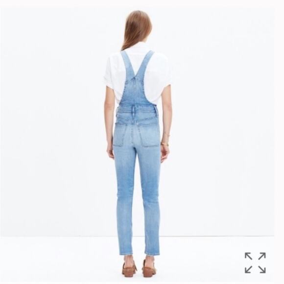 Madewell Bayfront Crop Overalls E9702 Small Button Front Denim Blue Jean - Picture 2 of 14